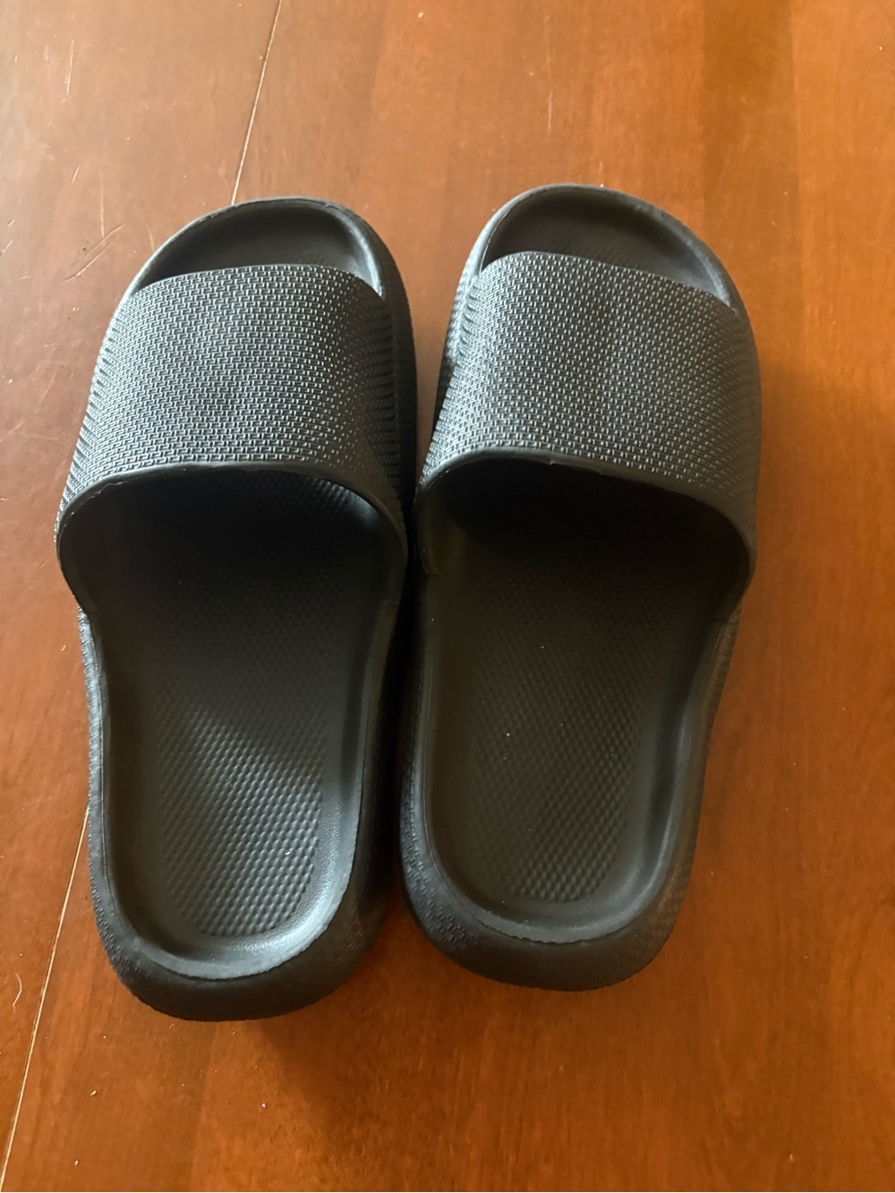 Classic Black Slide Sandals with Textured Strap